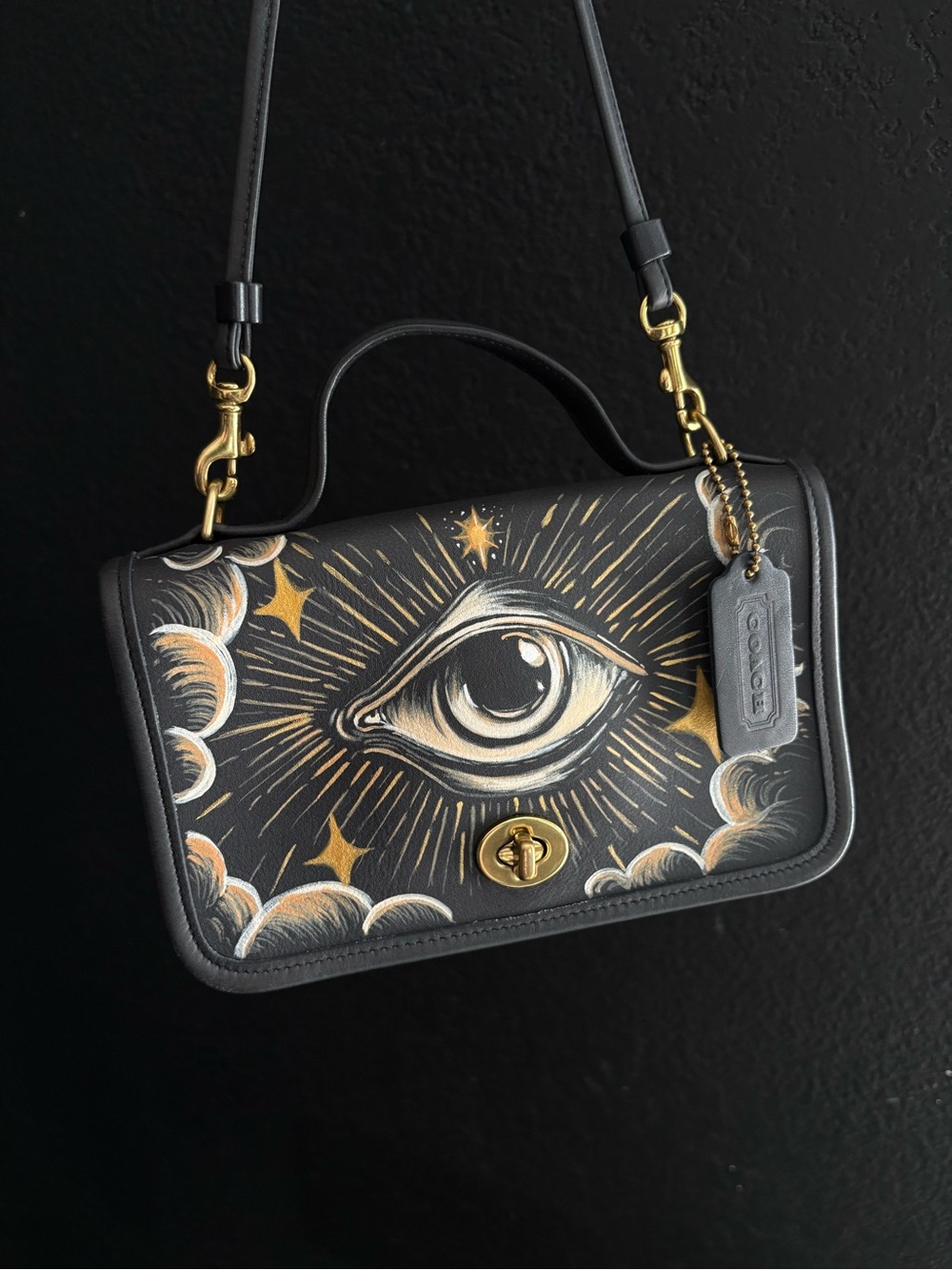 Vintage Coach  Casino Leather Tarot Eye Crossbody Bag 9924